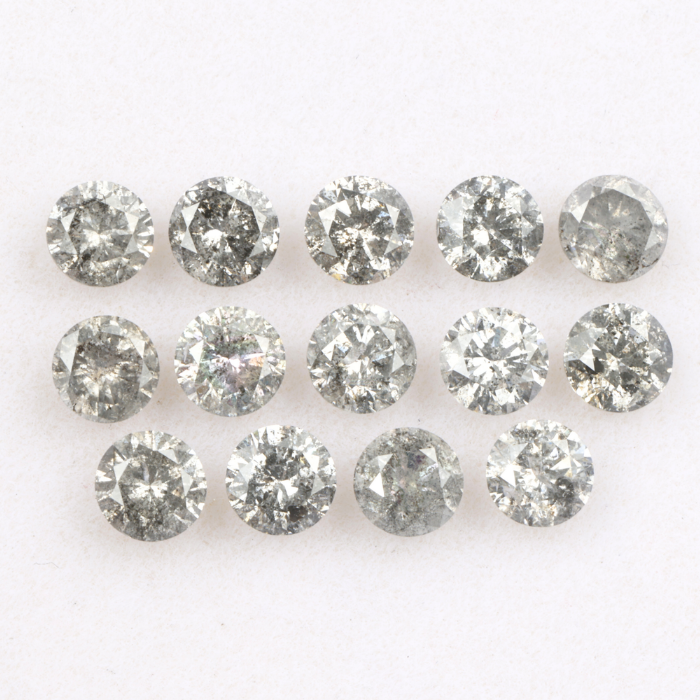 3.7 MM Salt And Pepper Round Brilliant Cut Diamond