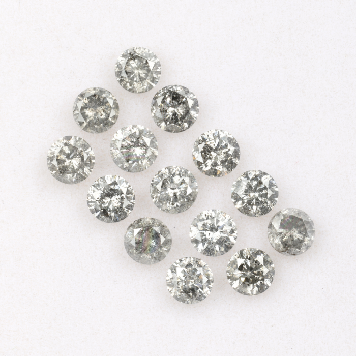 3.7 MM Salt And Pepper Round Brilliant Cut Diamond