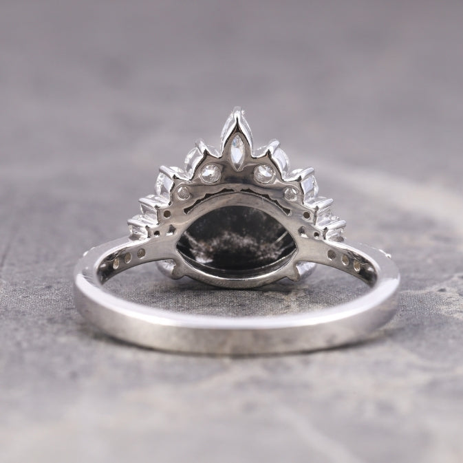 Marquise Salt And Pepper Diamond Ring