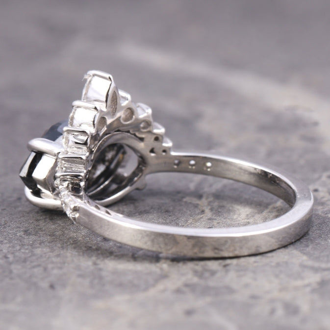 Crown Vintage Style Salt And Pepper Diamond Ring