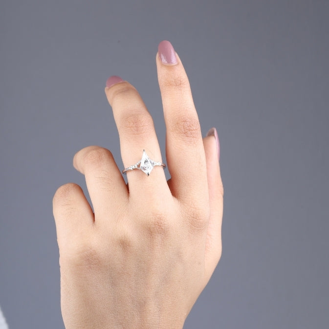 modern kite cut engagement ring