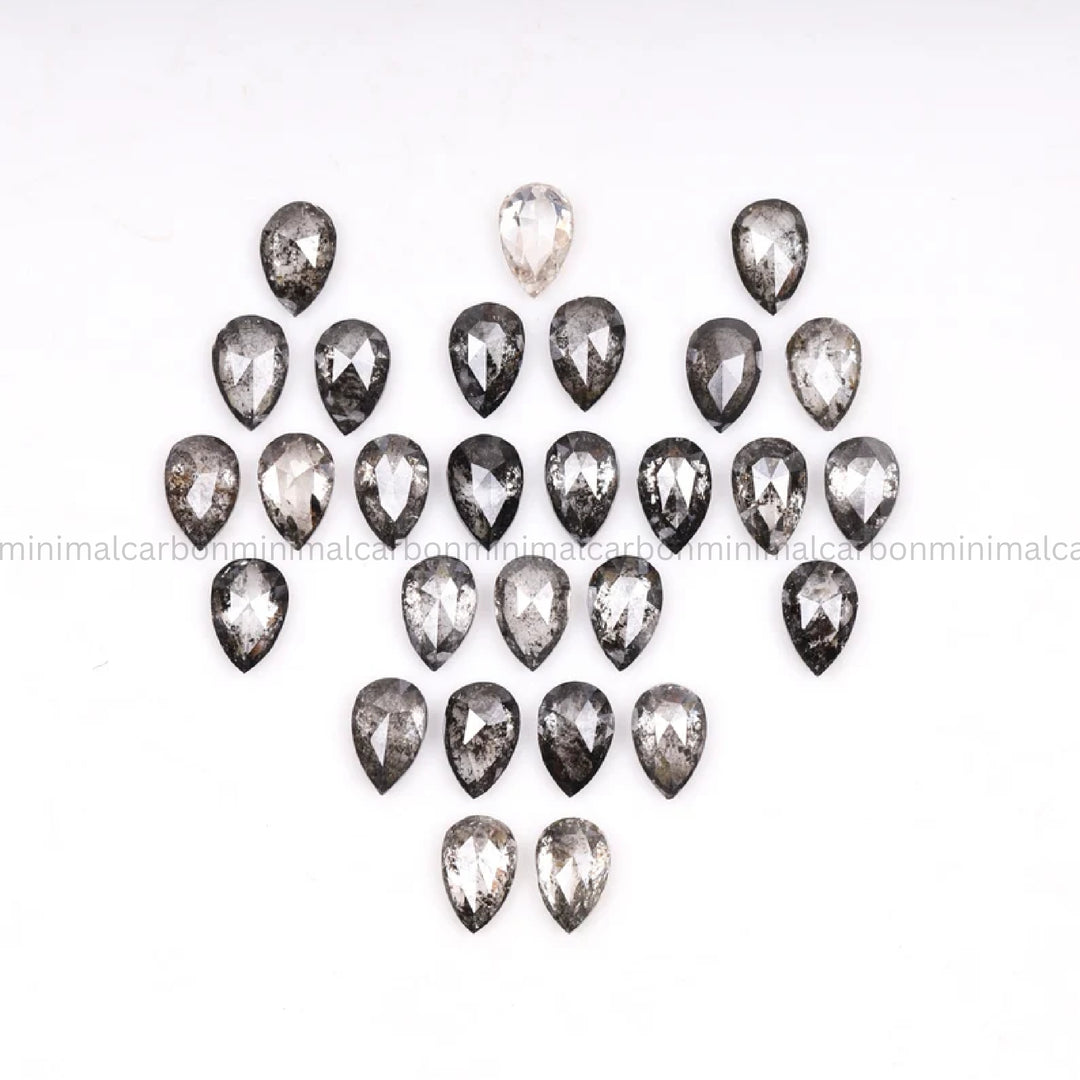 1.44 CT, 3.0 X 2.0 MM Salt And Pepper Pear Cut Diamonds
