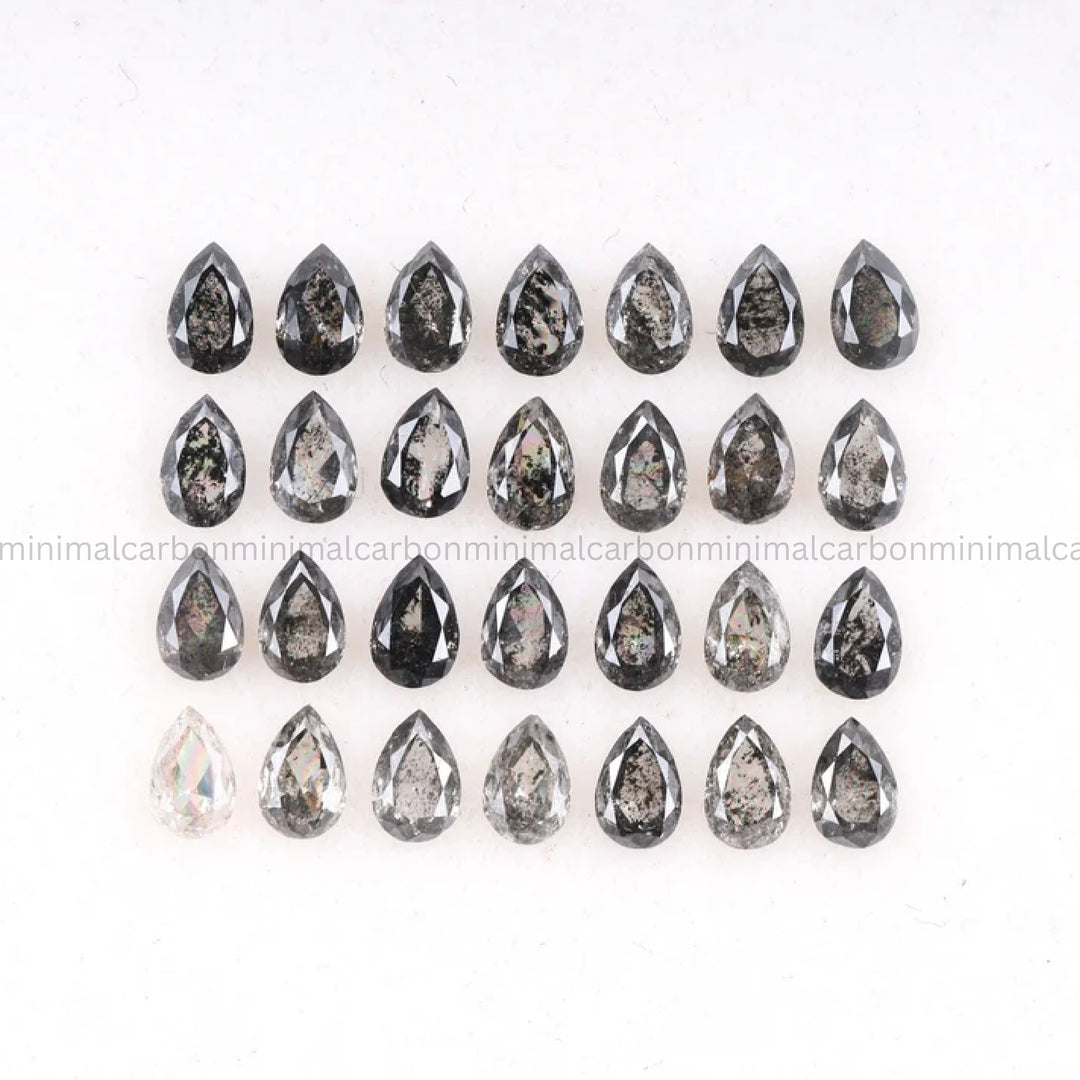 1.44 CT, 3.0 X 2.0 MM Salt And Pepper Pear Cut Diamonds