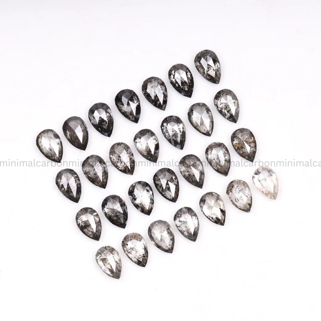 1.44 CT, 3.0 X 2.0 MM Salt And Pepper Pear Cut Diamonds