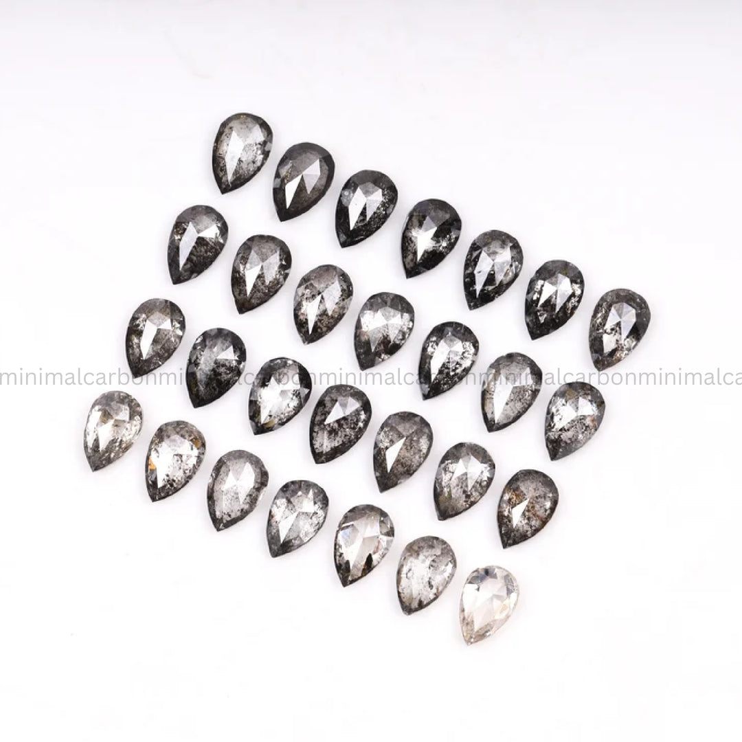 1.44 CT, 3.0 X 2.0 MM Salt And Pepper Pear Cut Diamonds