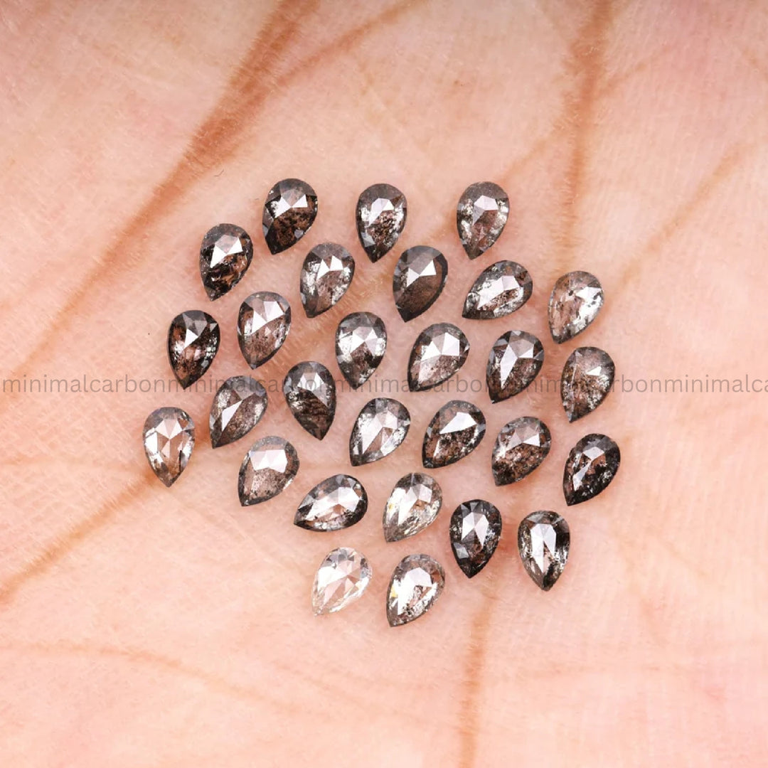 1.44 CT, 3.0 X 2.0 MM Salt And Pepper Pear Cut Diamonds