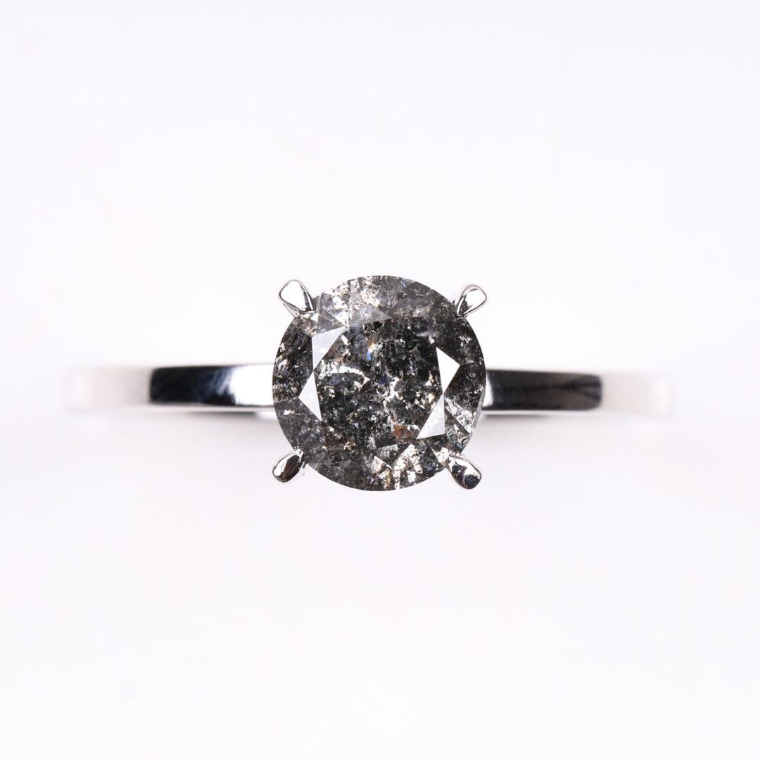Round Cut Salt and Pepper Diamond Wedding Ring