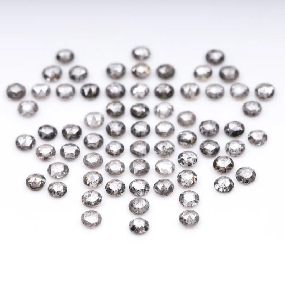 1 CT - 1.5 MM - Salt And Pepper Round Rose Cut Diamond - Minimal Carbon