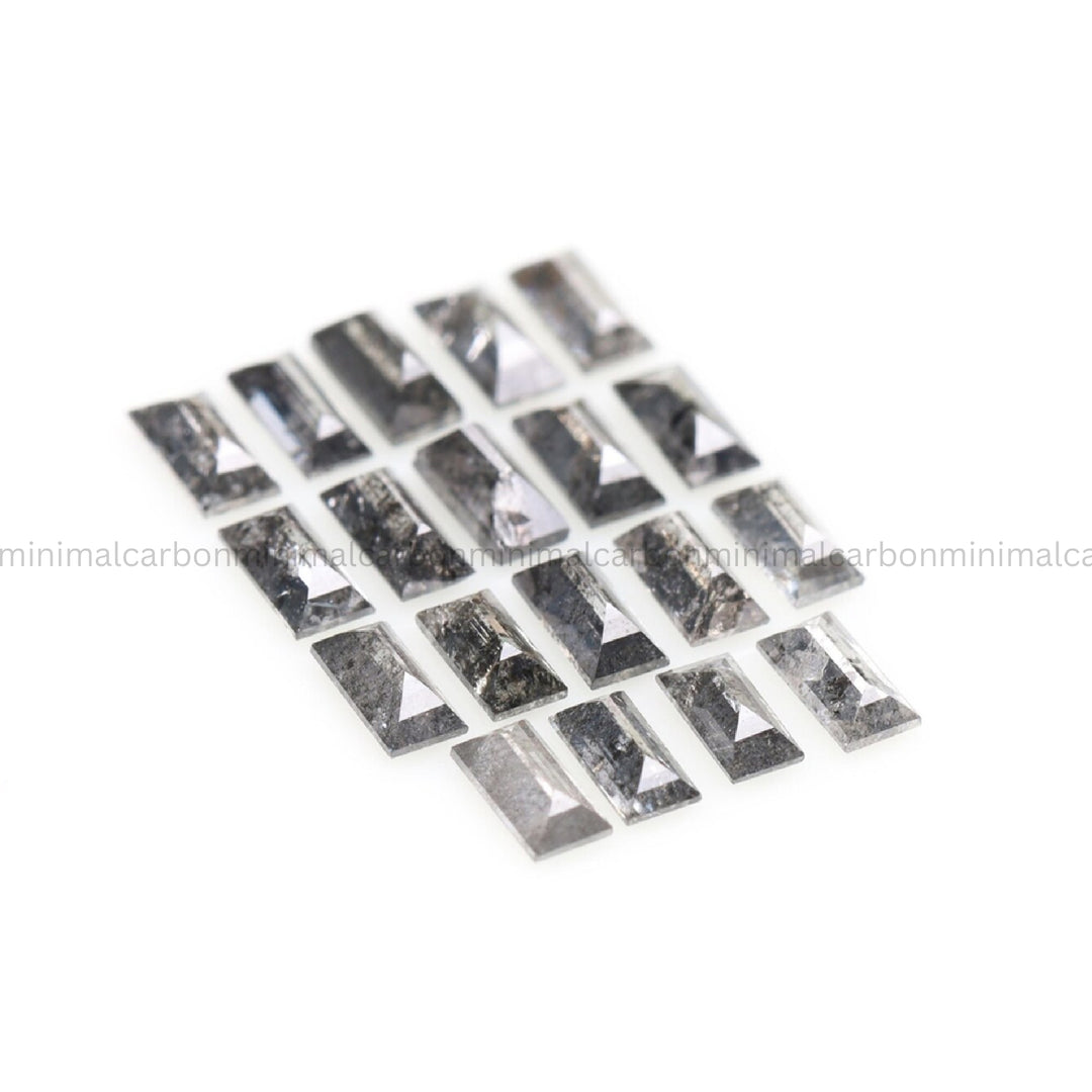 0.98 CT, 3.0 X 1.5 MM Salt And Pepper Baguette Cut Diamond