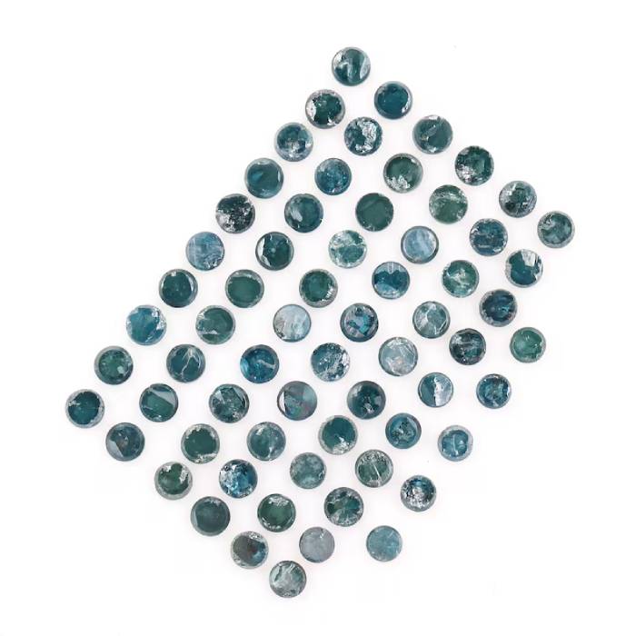 5.8 CT Enhanced Blue Round Rose Cut Diamonds Earth Mined For Earring Pair