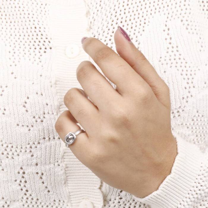 Gray Oval Salt and Pepper Diamond Engagement Ring