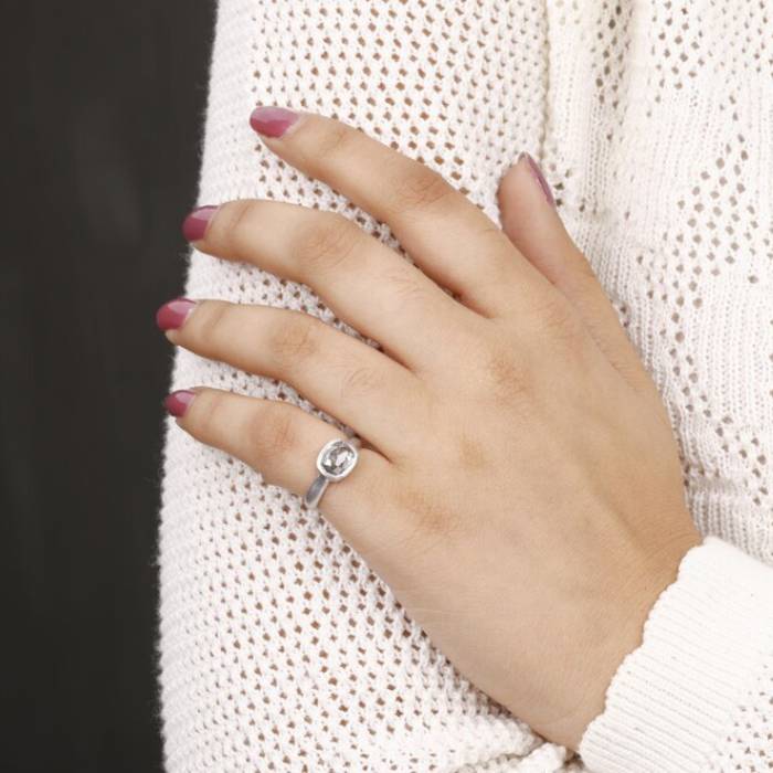 Gray Oval Salt and Pepper Diamond Engagement Ring