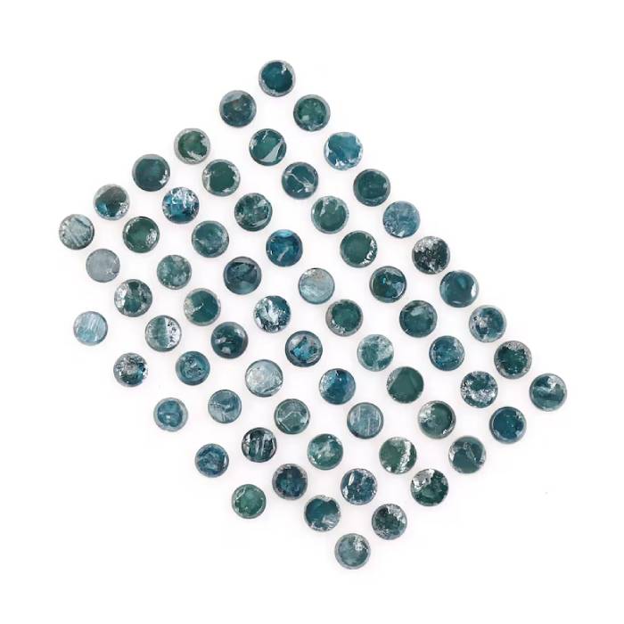 5.8 CT Enhanced Blue Round Rose Cut Diamonds Earth Mined For Earring Pair