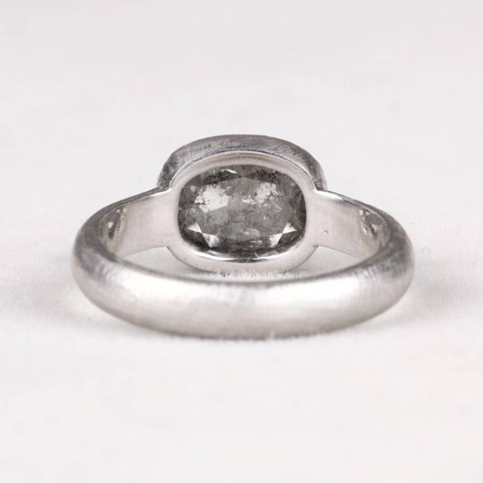 Gray Oval Salt and Pepper Diamond Engagement Ring
