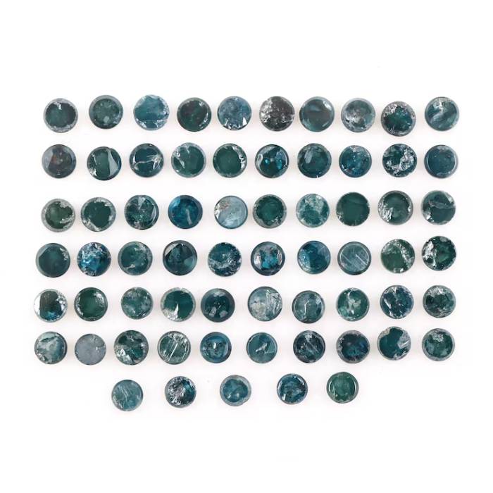 5.8 CT Enhanced Blue Round Rose Cut Diamonds Earth Mined For Earring Pair
