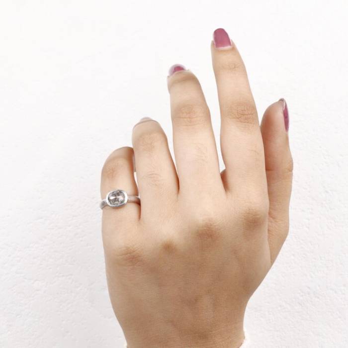 Gray Oval Salt and Pepper Diamond Engagement Ring