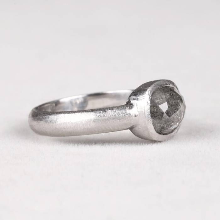 Gray Oval Salt and Pepper Diamond Engagement Ring