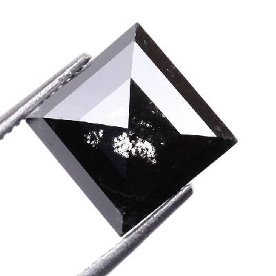Natural Loose Salt And Pepper Black Princess Cut Diamond