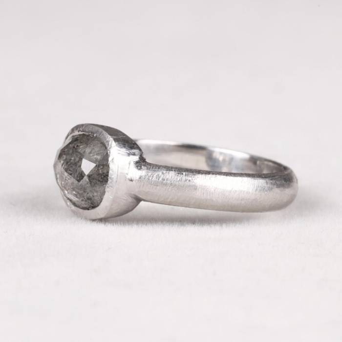 Gray Oval Salt and Pepper Diamond Engagement Ring