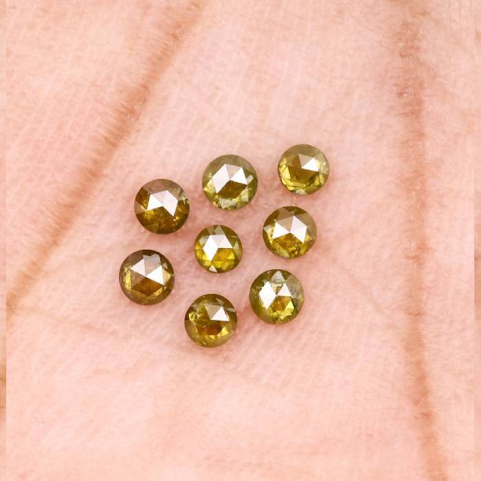 0.24 CT Yellow Round Rose Cut Diamond Natural Loose Earth Mined Diamond For Engagement Ring