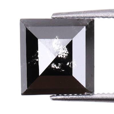 Natural Loose Salt And Pepper Black Princess Cut Diamond