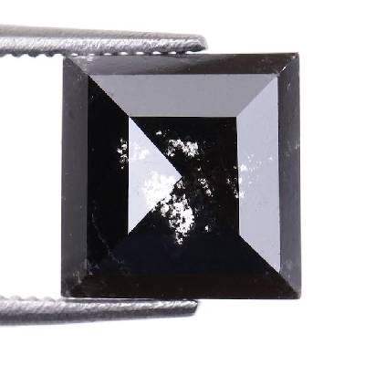 Natural Loose Salt And Pepper Black Princess Cut Diamond