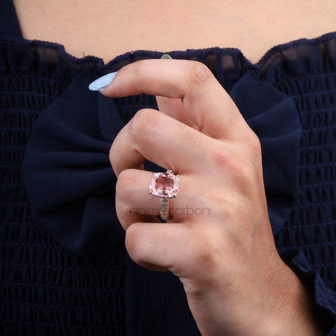 Hidden Halo Engagement Ring Morganite Ring