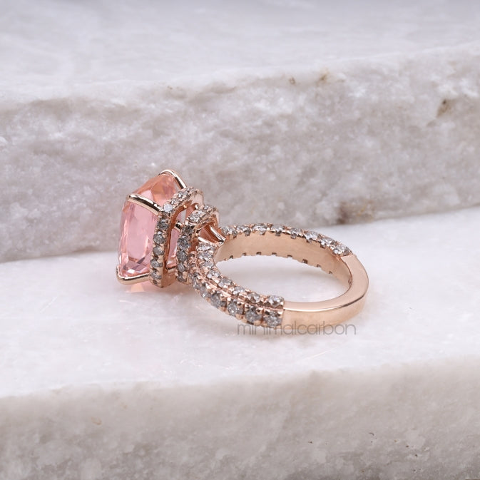 Hidden Halo Engagement Ring Morganite Ring