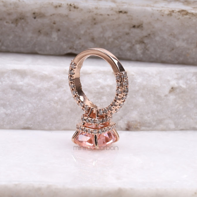 Hidden Halo Engagement Ring Morganite Ring