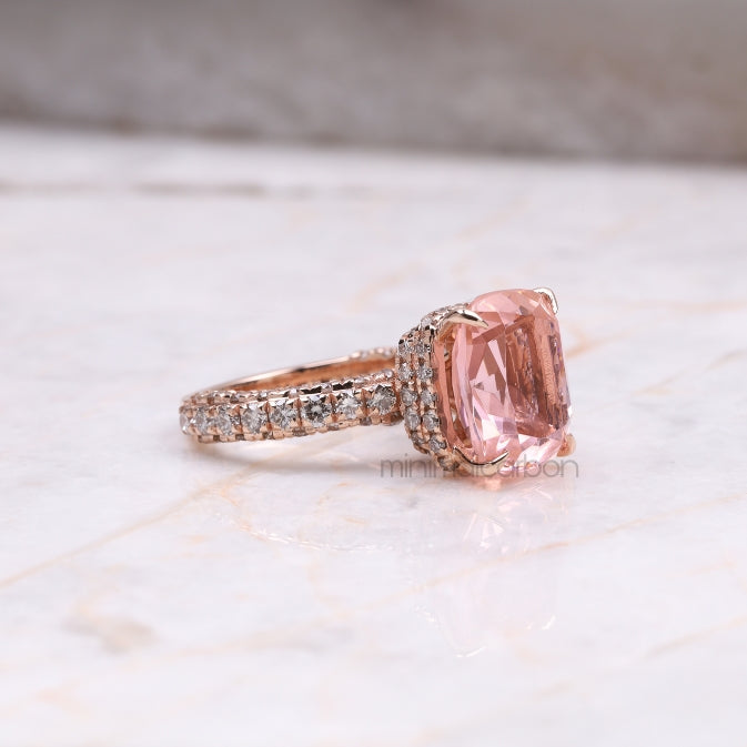Hidden Halo Engagement Ring Morganite Ring