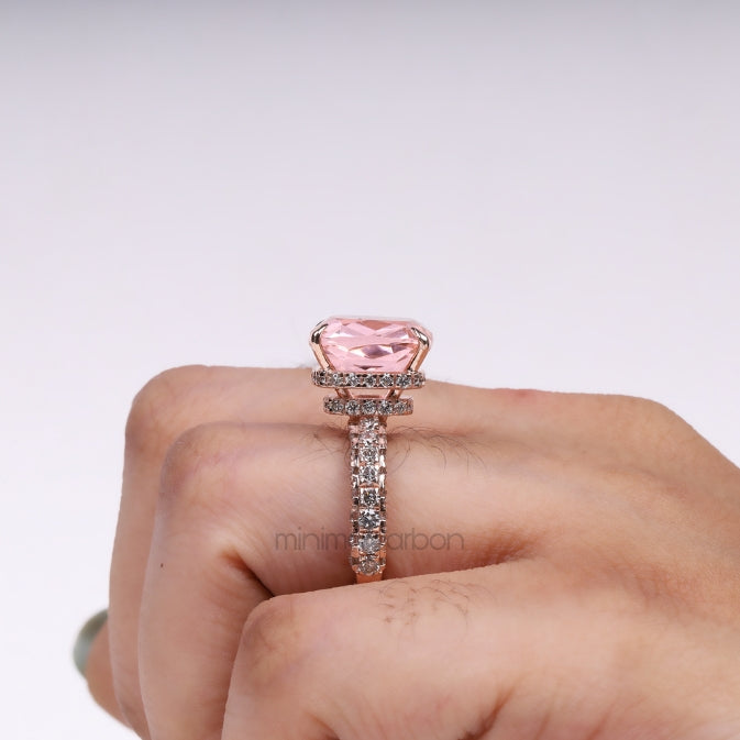 Hidden Halo Engagement Ring Morganite Ring