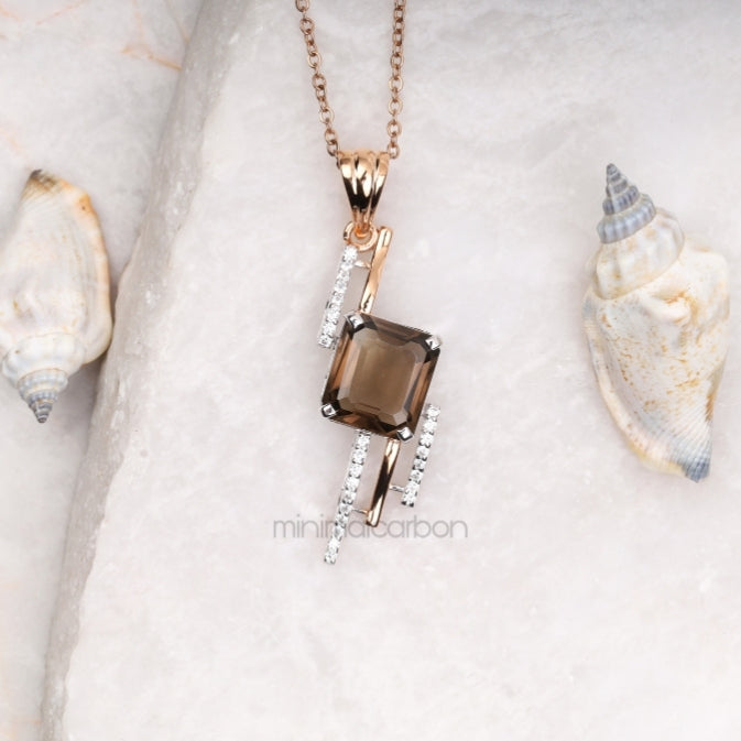 Smoky Quartz Pendant - Minimal Carbon