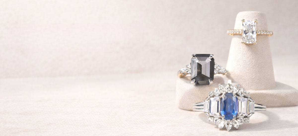 Minimal Carbon diamond jewelry banner