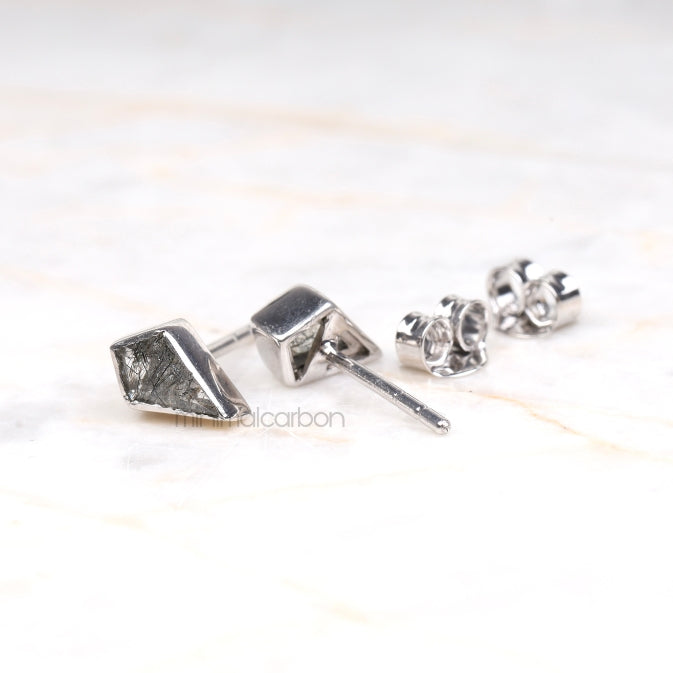 Kite Cut Salt and Pepper Diamond Stud Earrings