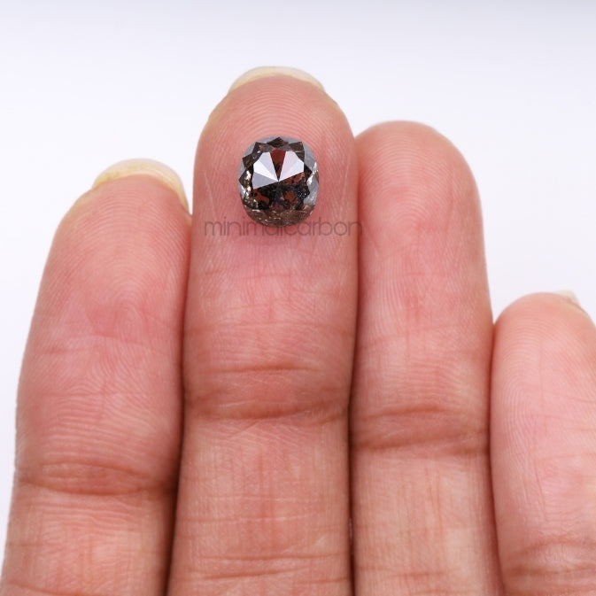 2.64 CT, 7.9 X 7.0 MM | Salt And Pepper Cushion Cut Diamond