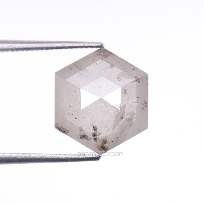 3.35 CT, 10.5 X 9.0 MM | Salt And Pepper Hexagon Cut Diamond