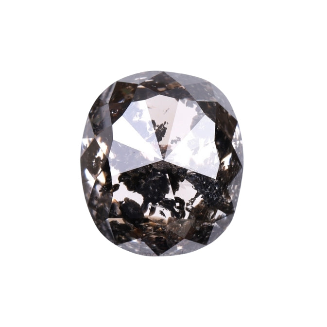 2.64 CT, 7.9 X 7.0 MM | Salt And Pepper Cushion Cut Diamond