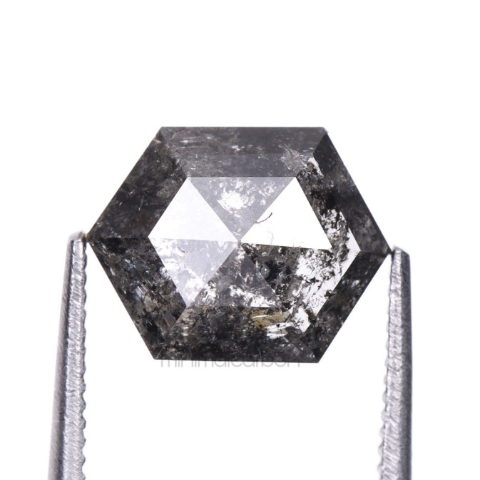1.67 CT, 8.5 X 6.6 MM | Salt And Pepper Hexagon Cut Diamond