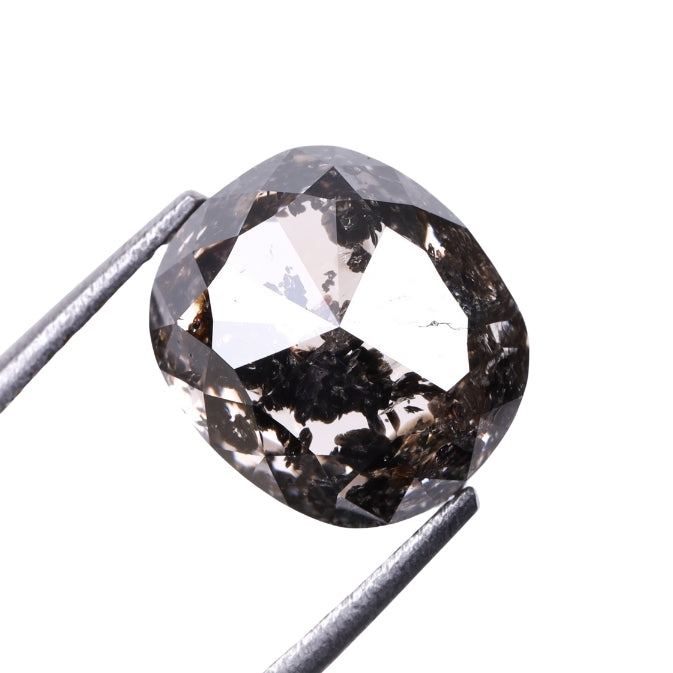 2.64 CT, 7.9 X 7.0 MM | Salt And Pepper Cushion Cut Diamond