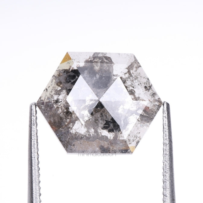 1.81 CT, 10.0 X 8.0 MM | Salt And Pepper Hexagon Cut Diamond