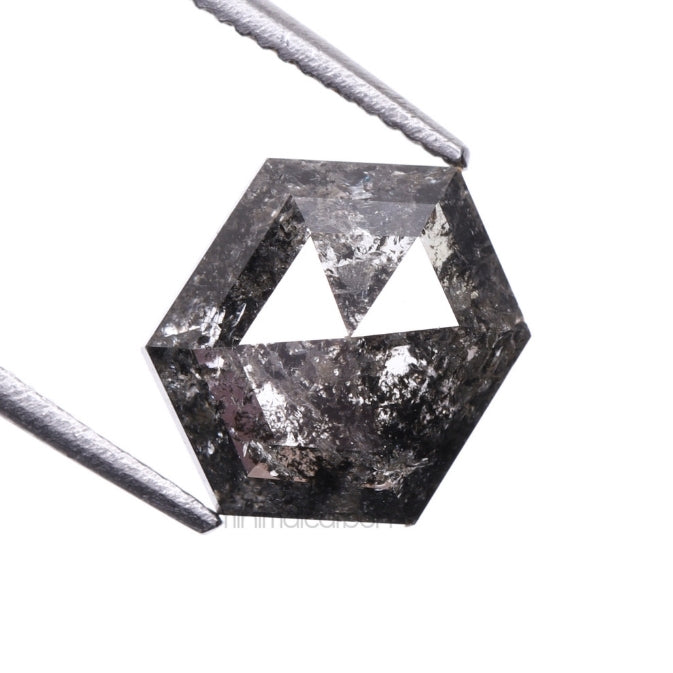 1.67 CT, 8.5 X 6.6 MM | Salt And Pepper Hexagon Cut Diamond