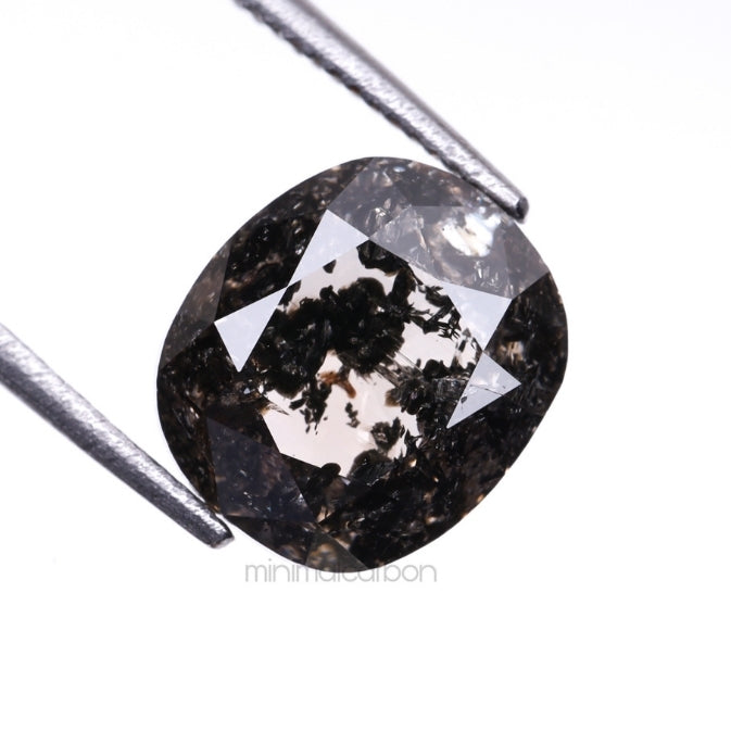 2.64 CT, 7.9 X 7.0 MM | Salt And Pepper Cushion Cut Diamond