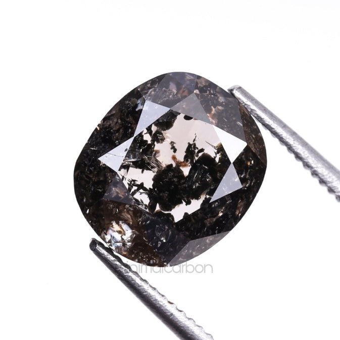 2.64 CT, 7.9 X 7.0 MM | Salt And Pepper Cushion Cut Diamond