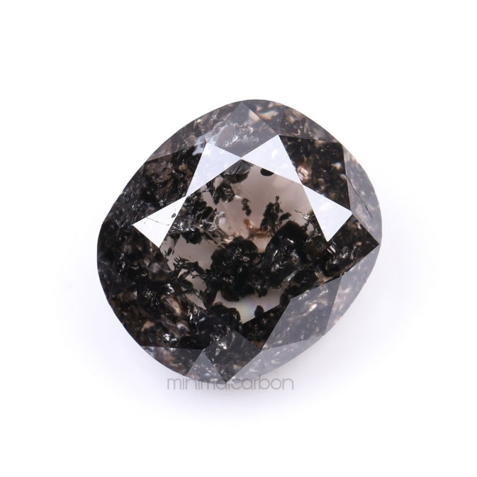 2.64 CT, 7.9 X 7.0 MM | Salt And Pepper Cushion Cut Diamond