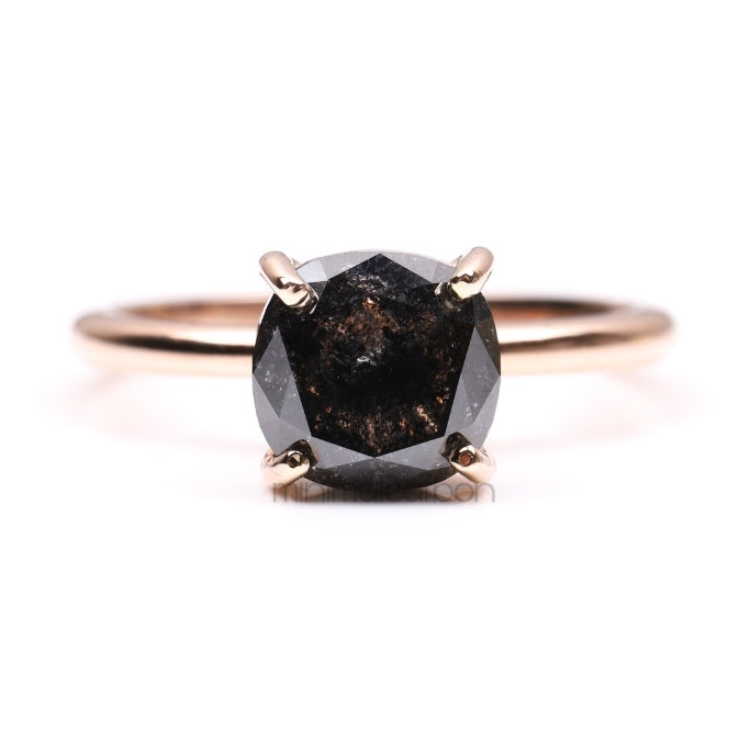 Cushion Solitaire Ring - Minimal Carbon