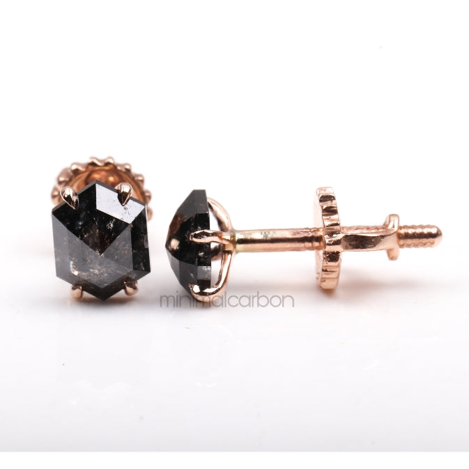 Hexagon Stud Earrings - Minimal Carbon