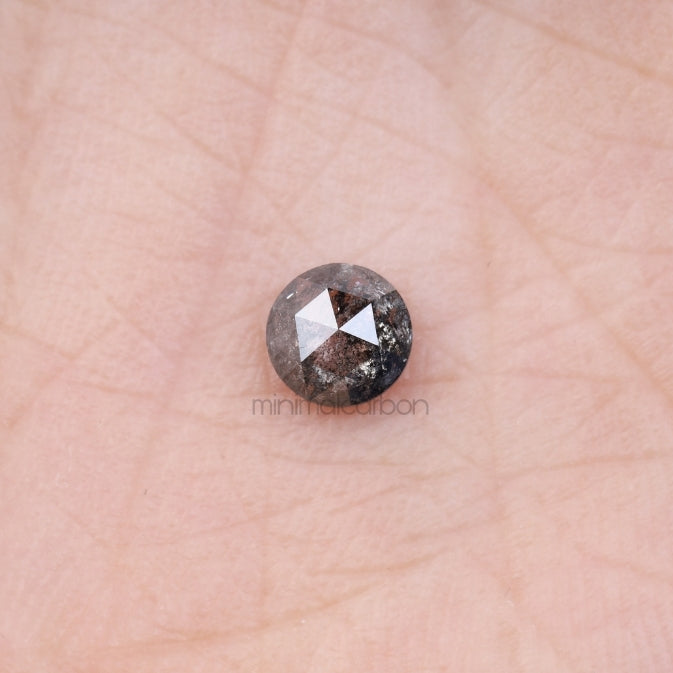 0.56 CT, 5.0 MM | Salt And Pepper Round Rose Cut Diamond - Minimal Carbon