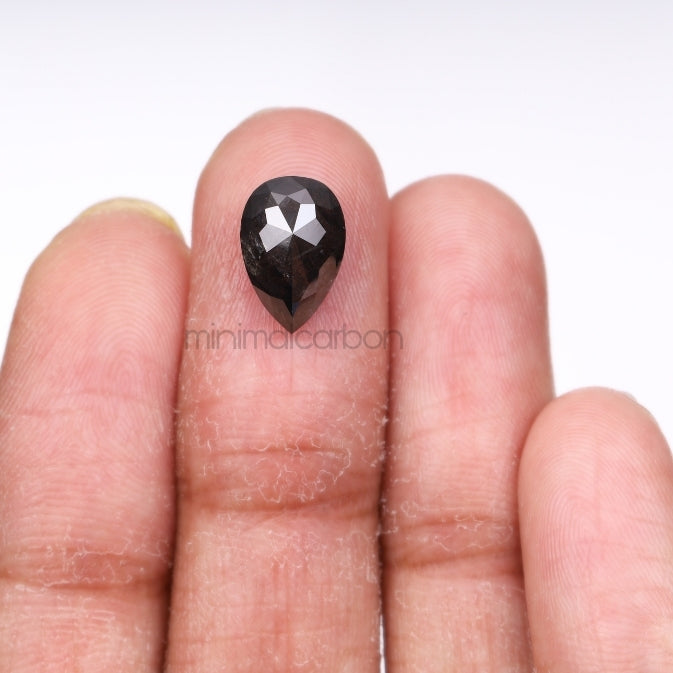 3.77 CT, 11.3 X 7.6 MM | Salt And Pepper Pear Cut Diamond - Minimal Carbon