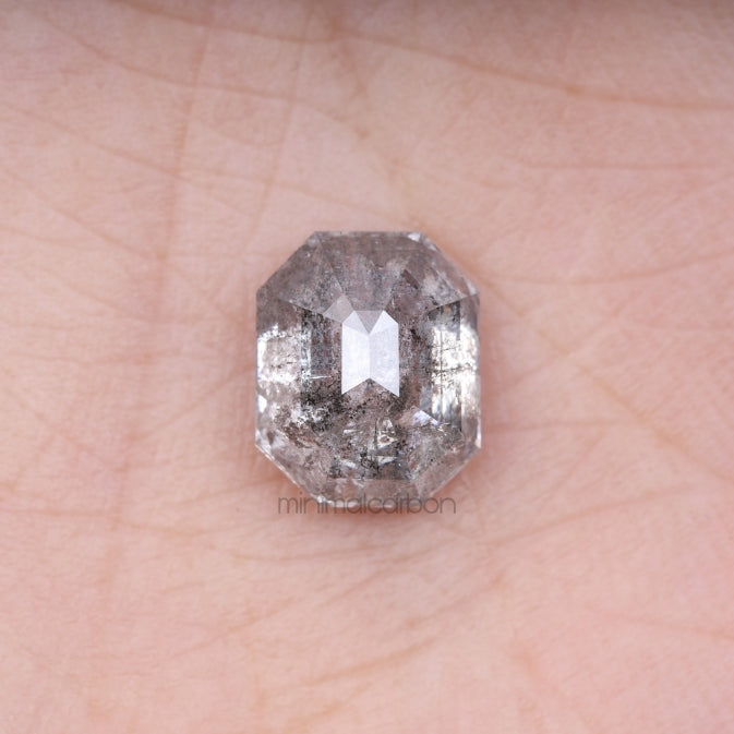 2.72 CT, 8.8 X 7.1 MM | Salt And Pepper Emerald Cut Diamond - Minimal Carbon