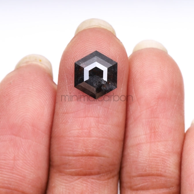 2.14 CT Hexagon Cut Natural Salt And Pepper Diamond